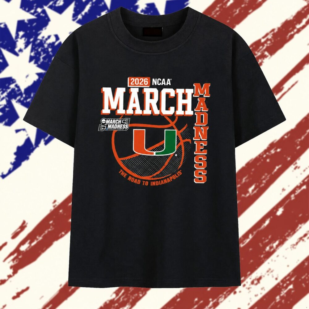Miami Hurricanes 2026 Ncaa Mens Basketball March Madness The Road To Indianapolis Premium T Shirt