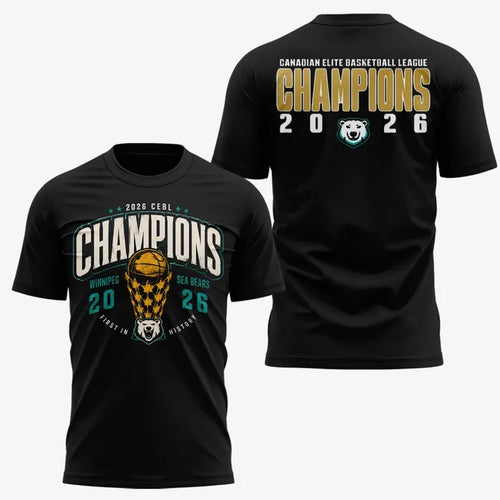 Winnipeg Sea Bears Canadian Elite Basketball League Champions 2026 Logo Design 3D Shirt