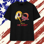 Washington football greatness and Virginia Tech Hokies mashup heart with Superman chest rip T Shirt