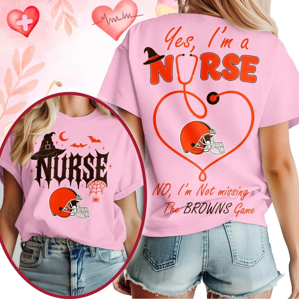 Cleveland Browns NFL Night Shift Never Misses Game Day Halloween Nurse Unisex 3D Shirt, Football New Design Shirt