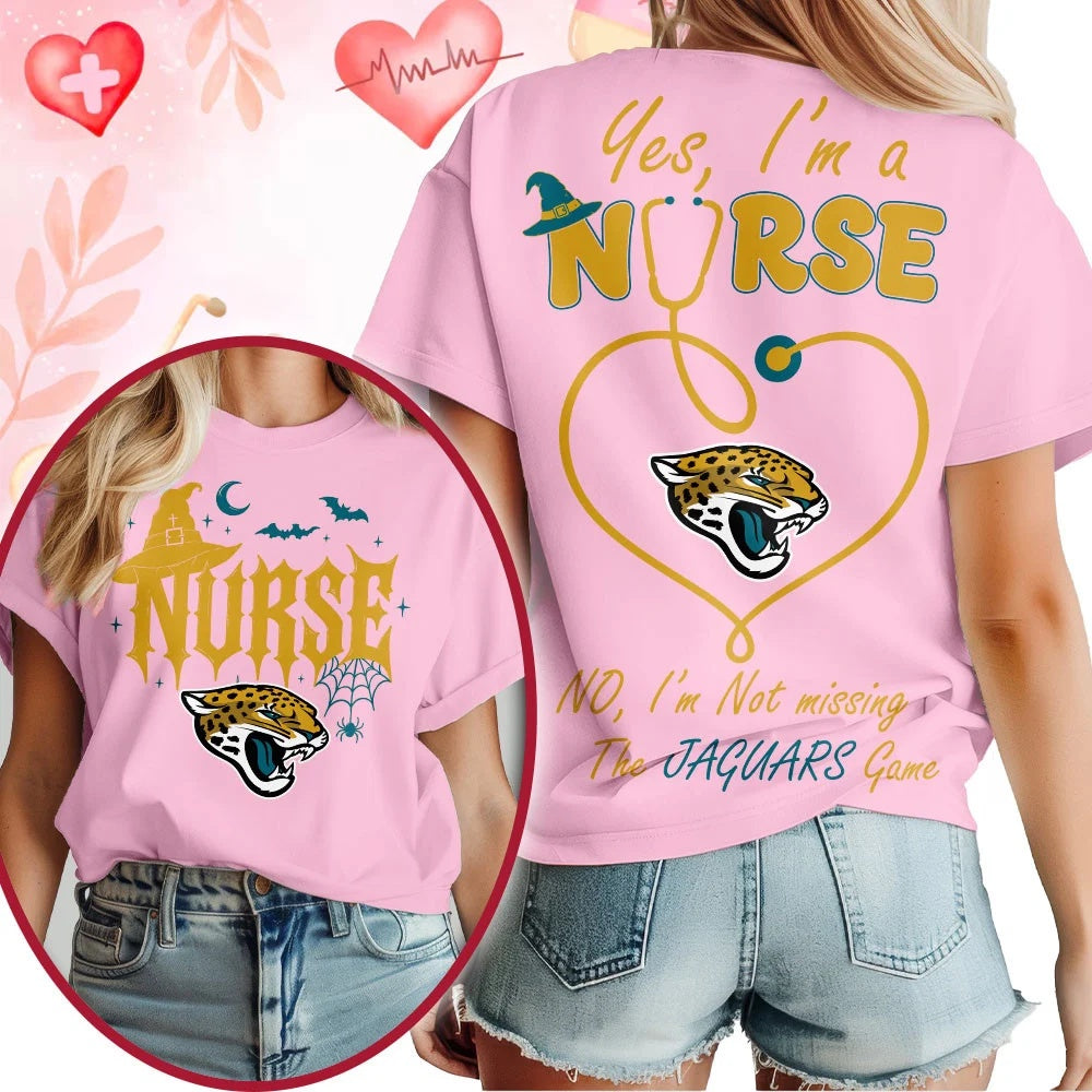 Jacksonville Jaguars NFL Night Shift Never Misses Game Day Halloween Nurse Unisex 3D Shirt, Football New Design Shirt