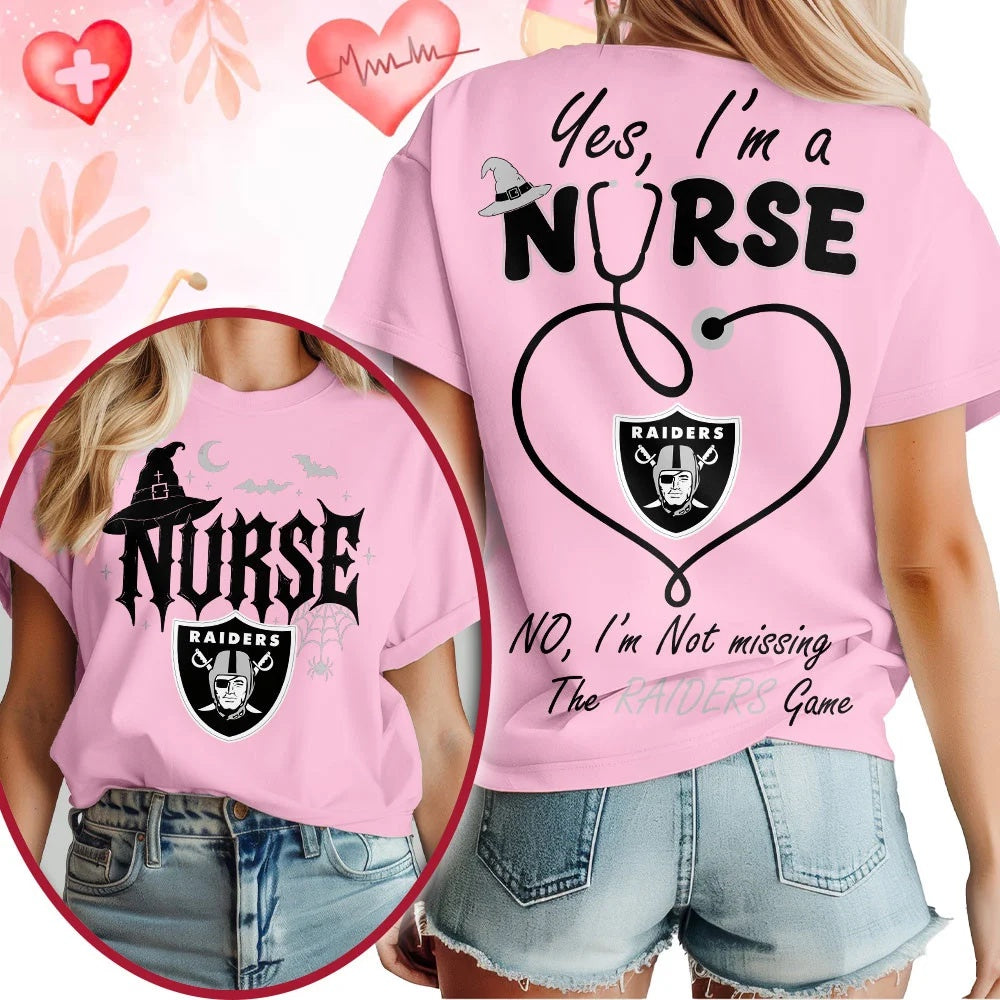 Las Vegas Raiders NFL Night Shift Never Misses Game Day Halloween Nurse Unisex 3D Shirt, Football New Design Shirt