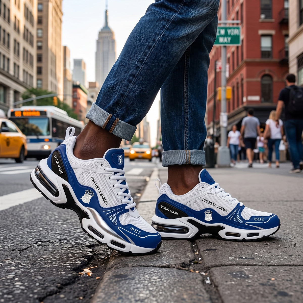 Phi Beta Sigma Navy Blue White Sport Shoes