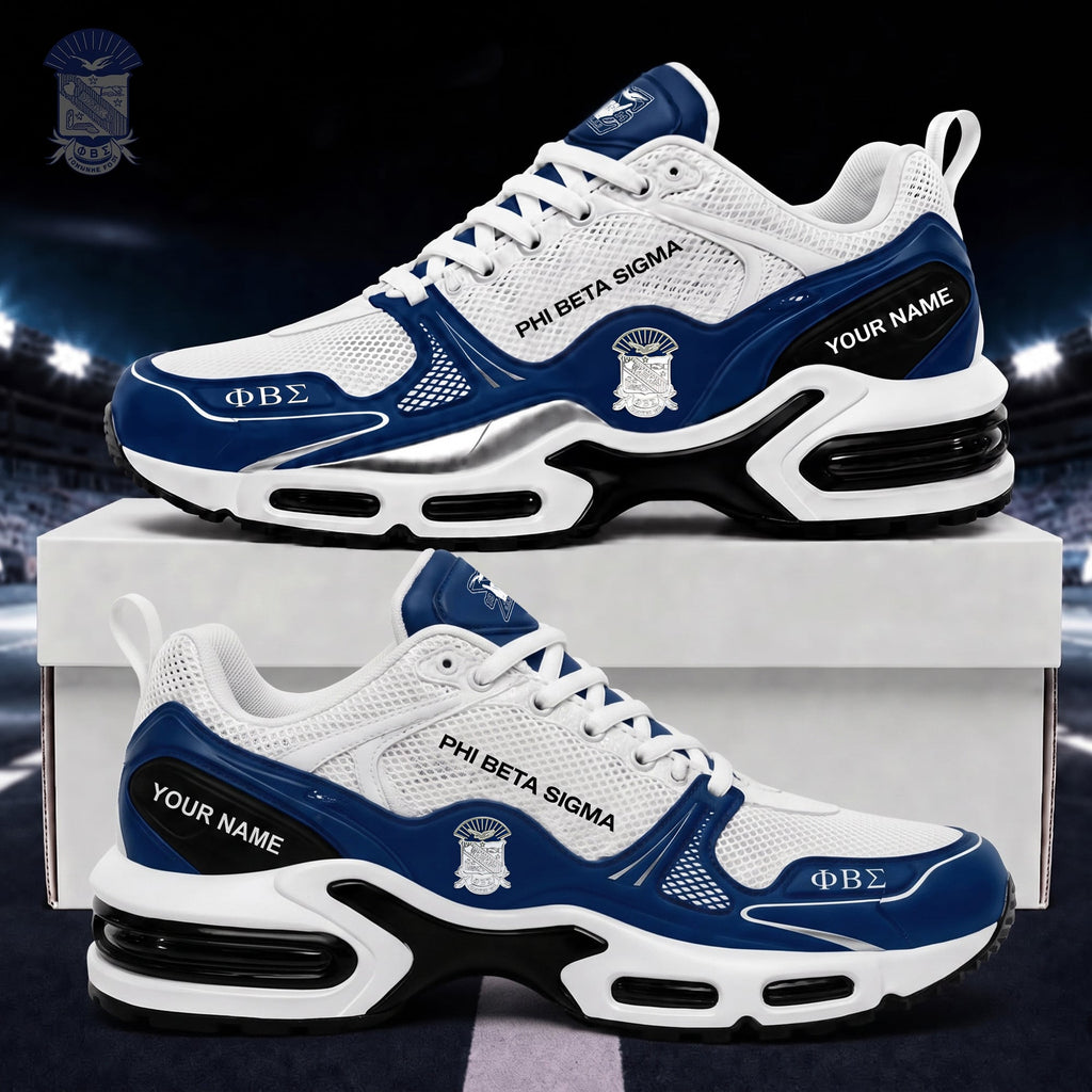 Phi Beta Sigma Navy Blue White Sport Shoes