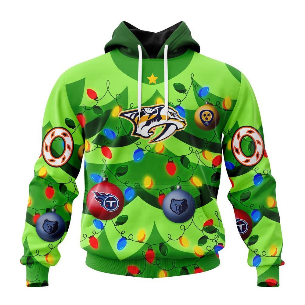 NHL Nashville Predators Specialized Christmass Tree Color And City’s Sport Teams Hoodie, T Shirt