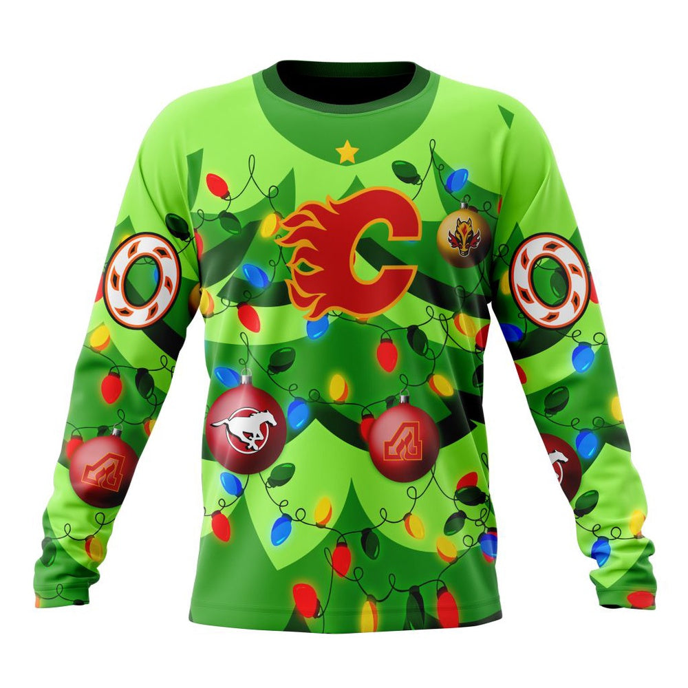 NHL Calgary Flames Specialized Christmass Tree Color And City’s Sport Teams Hoodie, T Shirt