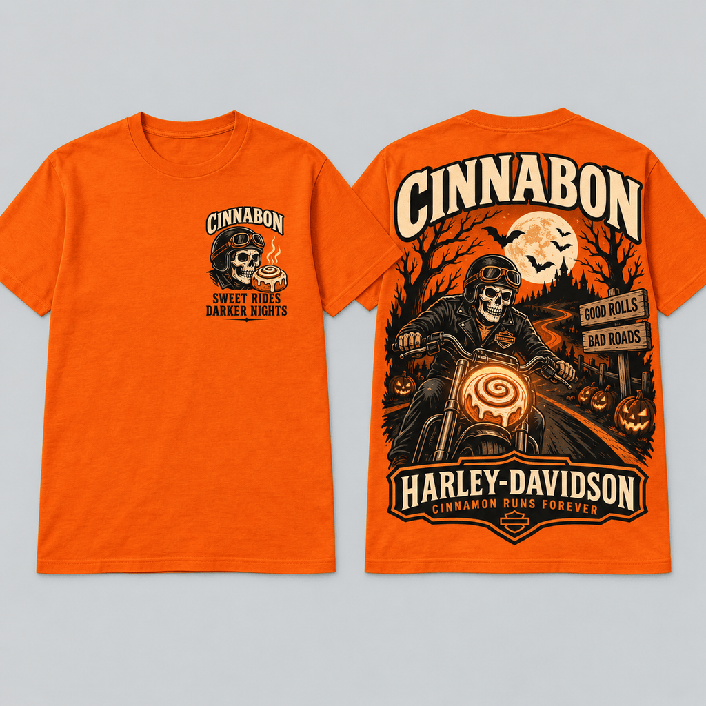 Cinnabon Harley Davidson Orange Halloween T-Shirt