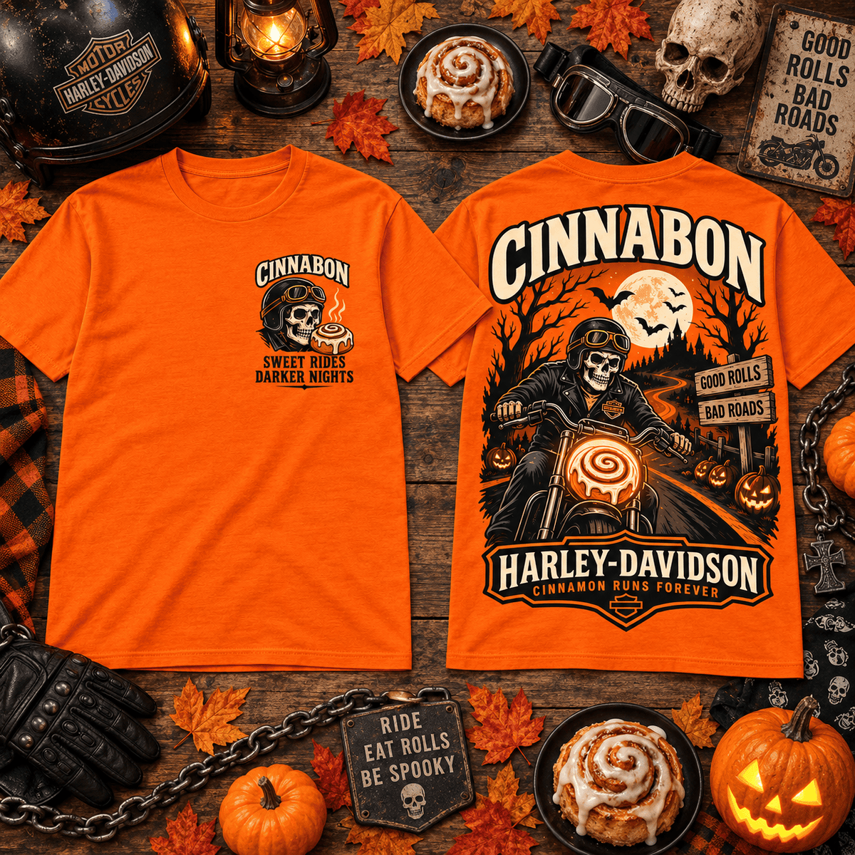 Cinnabon Harley Davidson Orange Halloween T-Shirt