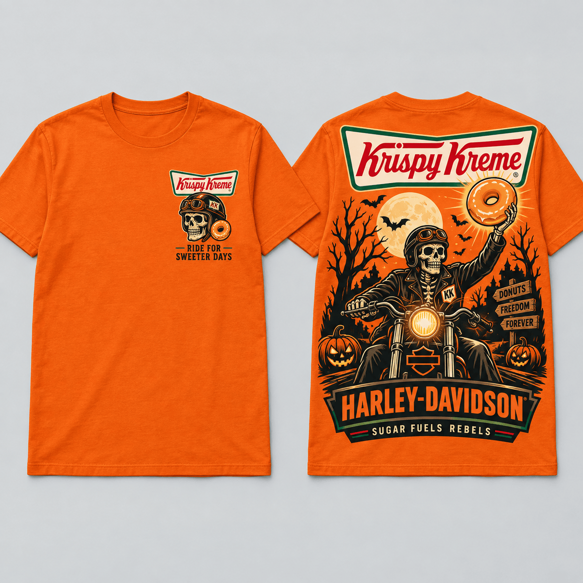 Harley-Davidson x Krispy Kreme Biker Skeleton T-Shirt