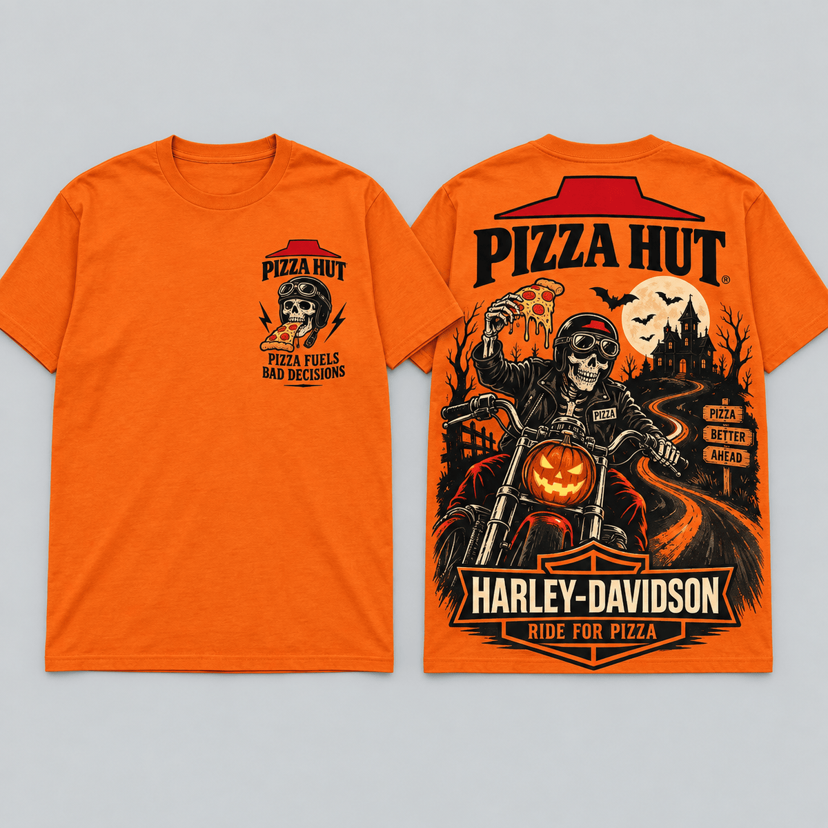 Pizza Hut x Harley-Davidson Halloween Orange T-Shirt