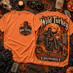 Wild Turkey Harley-Davidson Skeleton Biker Orange T-Shirt