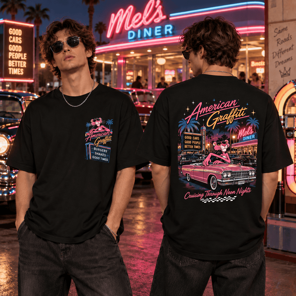 Pink Panther American Graffiti Vintage Car T-Shirt