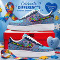 Disney Stitch Autism Awareness Custom Air Force 1 Shoes, Puzzle Piece Graphic Sneakers, Music Air Force 1 Shoes