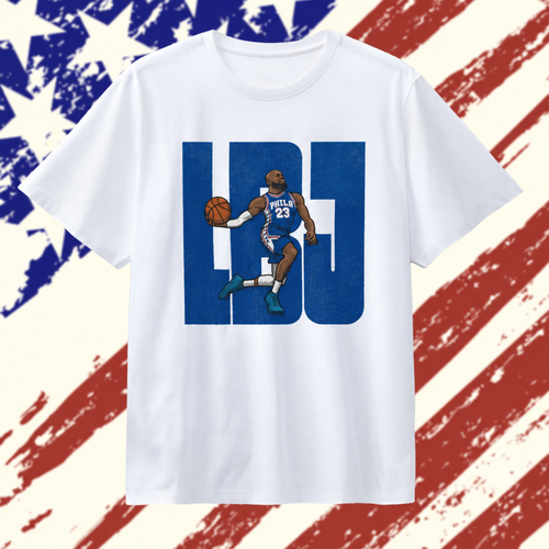 Philadelphia 76ers NBA Lbj Phila 23 Cartoon Caricature Basketball Player Dribbling T Shirt