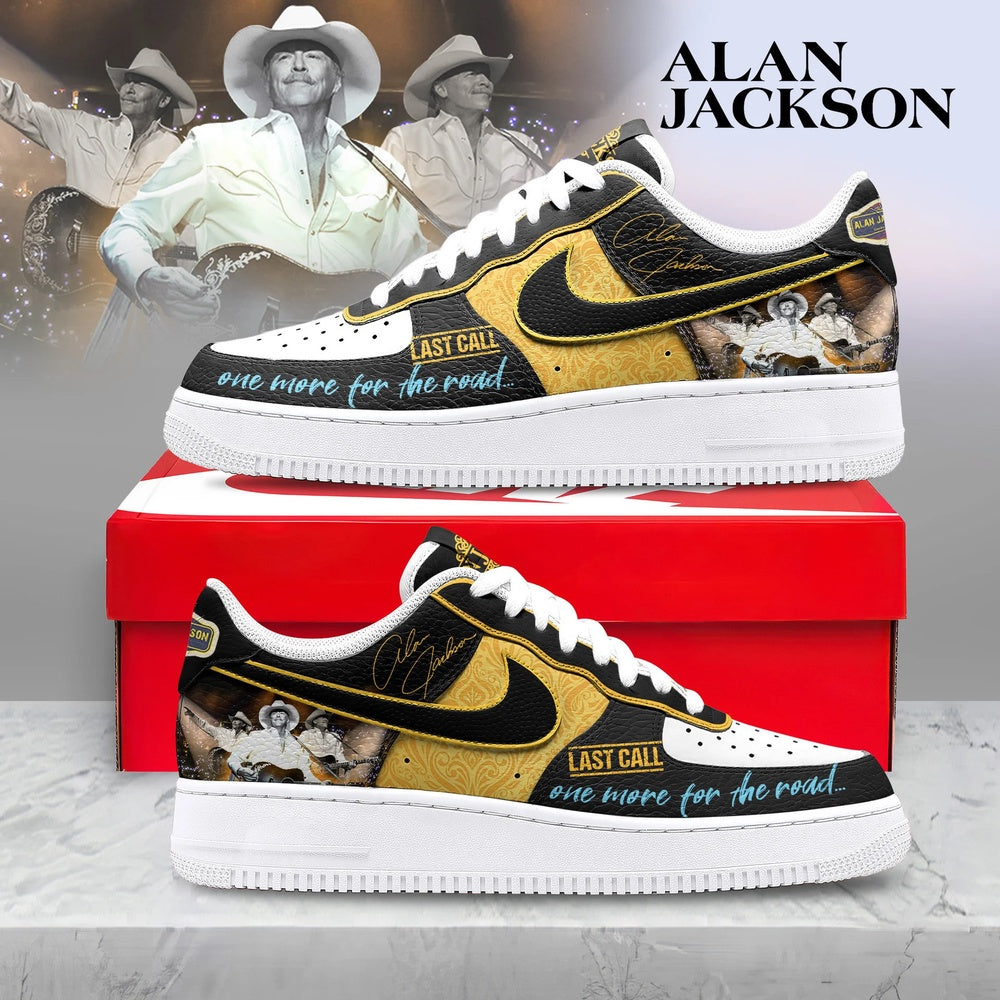 Alan Jackson Last Call One More For The Road Country Music Graphic Custom Air Force 1 Shoes, Music Air Force 1 Shoes