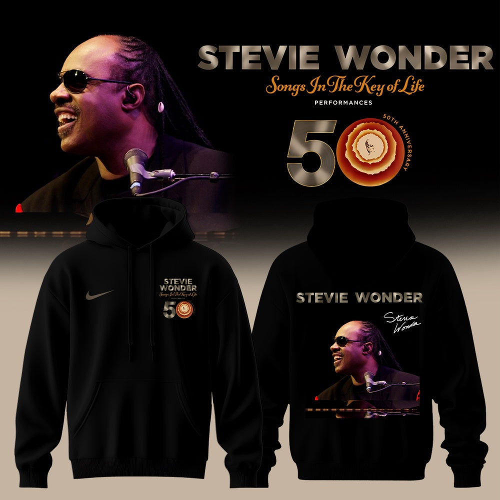 Stevie Wonder Songs in the Key of Life Performances 50th Anniversary Signed Black Hoodie