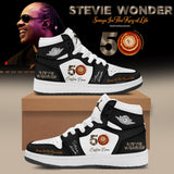 Stevie Wonder Songs in the Key of Life Performances 50th Anniversary Signed Black Air Jordan 1 Shoes, Music Air Jordan 1 Shoes