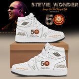 Stevie Wonder Songs in the Key of Life Performances 50th Anniversary Signed White Air Jordan 1 Shoes, Music Air Jordan 1 Shoes