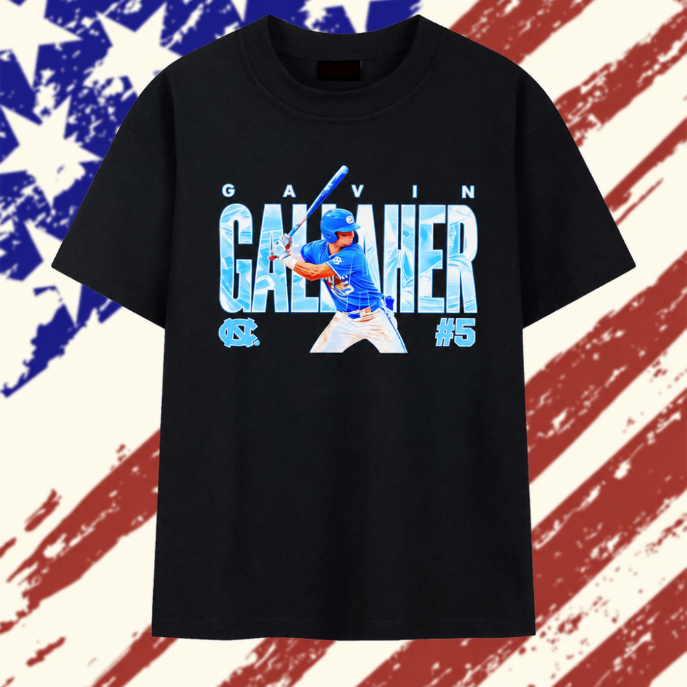 Gavin Gallaher #5 University Of North Carolina Tar Heels NCAA College Baseball Player T Shirt