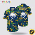NHL Buffalo Sabres Hawaiian Shirt Tropical Leaf Pattern Summer Hawaiian Shirt