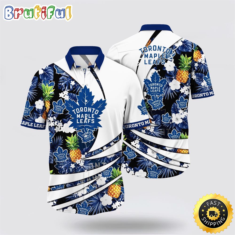 NHL Toronto Maple Leafs Hawaiian Shirt With Tropical Pineapple Summer Hawaiian Shirt