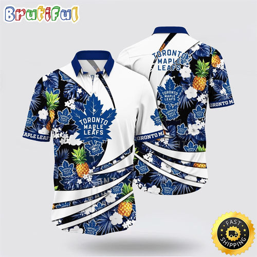 NHL Toronto Maple Leafs Hawaiian Shirt With Tropical Pineapple Summer Hawaiian Shirt