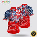 NHL Carolina Hurricanes Hawaiian Shirt With American Independence Day Pattern Summer Hawaiian Shirt
