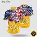 NHL Nashville Predators Hawaiian Shirt With American Independence Day Pattern Summer Hawaiian Shirt