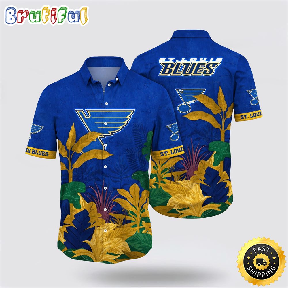 NHL St. Louis Blues Hawaiian Shirt Tropical Forest Motifs Summer Hawaiian Shirt