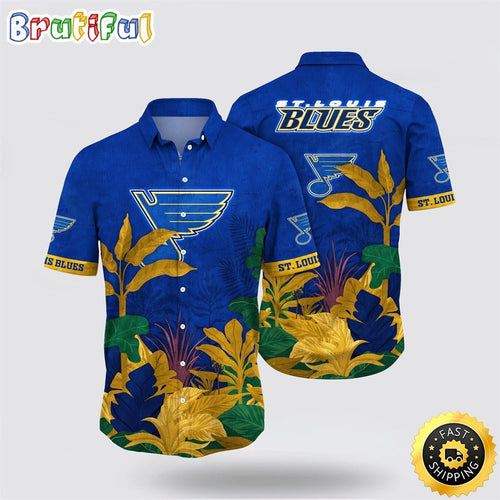 NHL St. Louis Blues Hawaiian Shirt Tropical Forest Motifs Summer Hawaiian Shirt