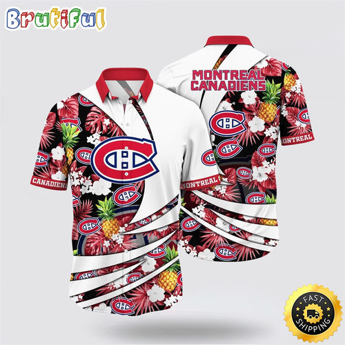 NHL Montreal Canadiens Hawaiian Shirt With Tropical Pineapple Summer Hawaiian Shirt