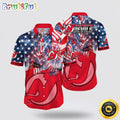 NHL New Jersey Devils Hawaiian Shirt With American Independence Day Pattern Summer Hawaiian Shirt