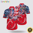 NHL New Jersey Devils Hawaiian Shirt With American Independence Day Pattern Summer Hawaiian Shirt