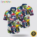 NHL Columbus Blue Jackets Hawaiian Shirt Tropical Parrot Pattern Summer Hawaiian Shirt