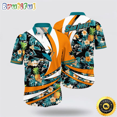 NHL San Jose Sharks Hawaiian Shirt With Tropical Pineapple Summer Hawaiian Shirt