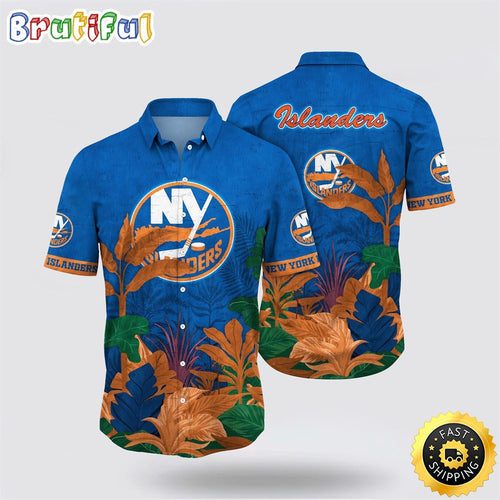 NHL New York Islanders Hawaiian Shirt Tropical Forest Motifs Summer Hawaiian Shirt