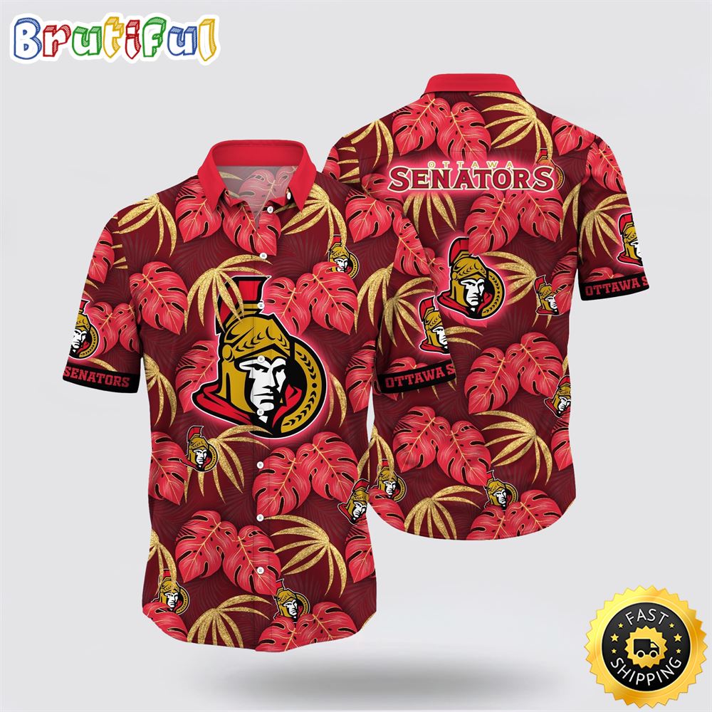 NHL Ottawa Senators Hawaiian Shirt Tropical Motifs Summer Hawaiian Shirt