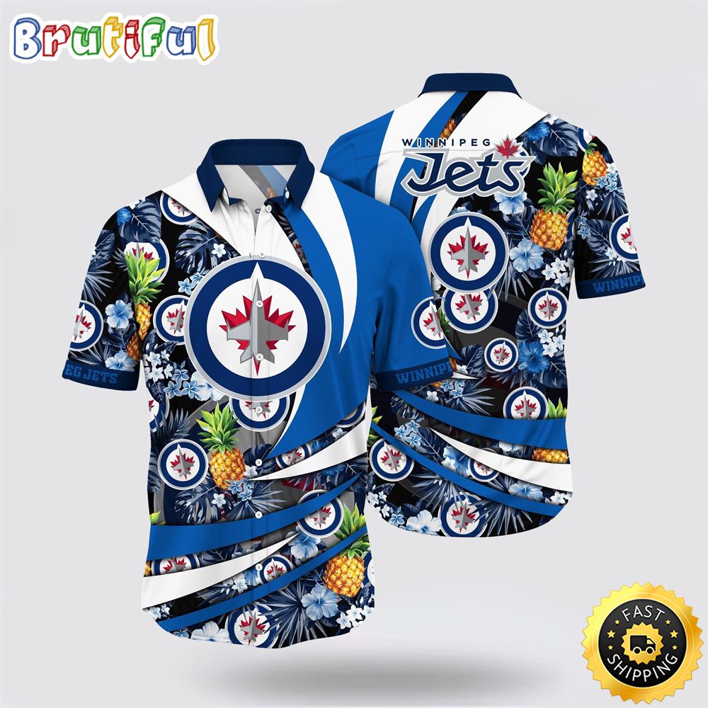 NHL Winnipeg Jets Hawaiian Shirt With Tropical Pineapple Summer Hawaiian Shirt