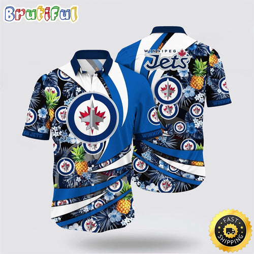 NHL Winnipeg Jets Hawaiian Shirt With Tropical Pineapple Summer Hawaiian Shirt