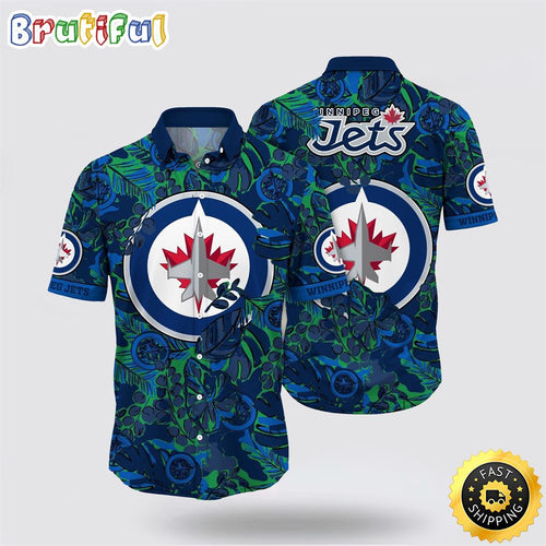 NHL Winnipeg Jets Hawaiian Shirt Tropical Leaf Pattern Summer Hawaiian Shirt