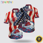 NHL Colorado Avalanche Hawaiian Shirt With American Flag Pattern Summer Hawaiian Shirt