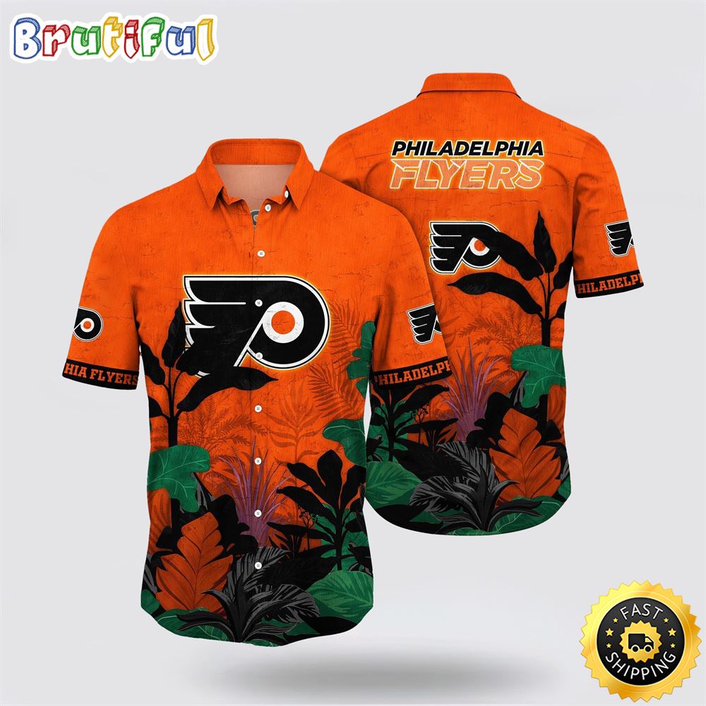 NHL Philadelphia Flyers Hawaiian Shirt Tropical Forest Motifs Summer Hawaiian Shirt