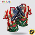 NHL Minnesota Wild Hawaiian Shirt With American Flag Pattern Summer Hawaiian Shirt