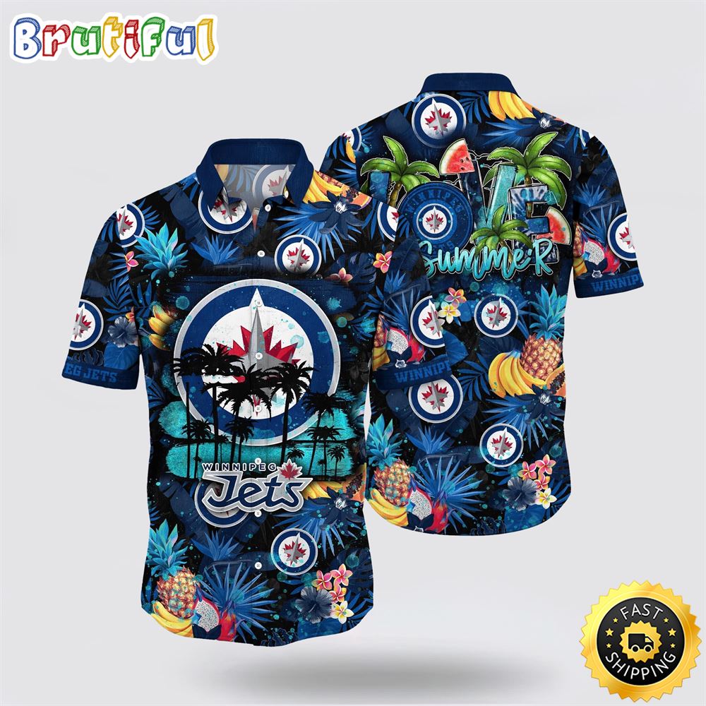 NHL Winnipeg Jets Hawaiian Shirt With Tropical Fruits Summer Hawaiian Shirt
