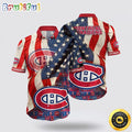 NHL Montreal Canadiens Hawaiian Shirt With American Flag Pattern Summer Hawaiian Shirt
