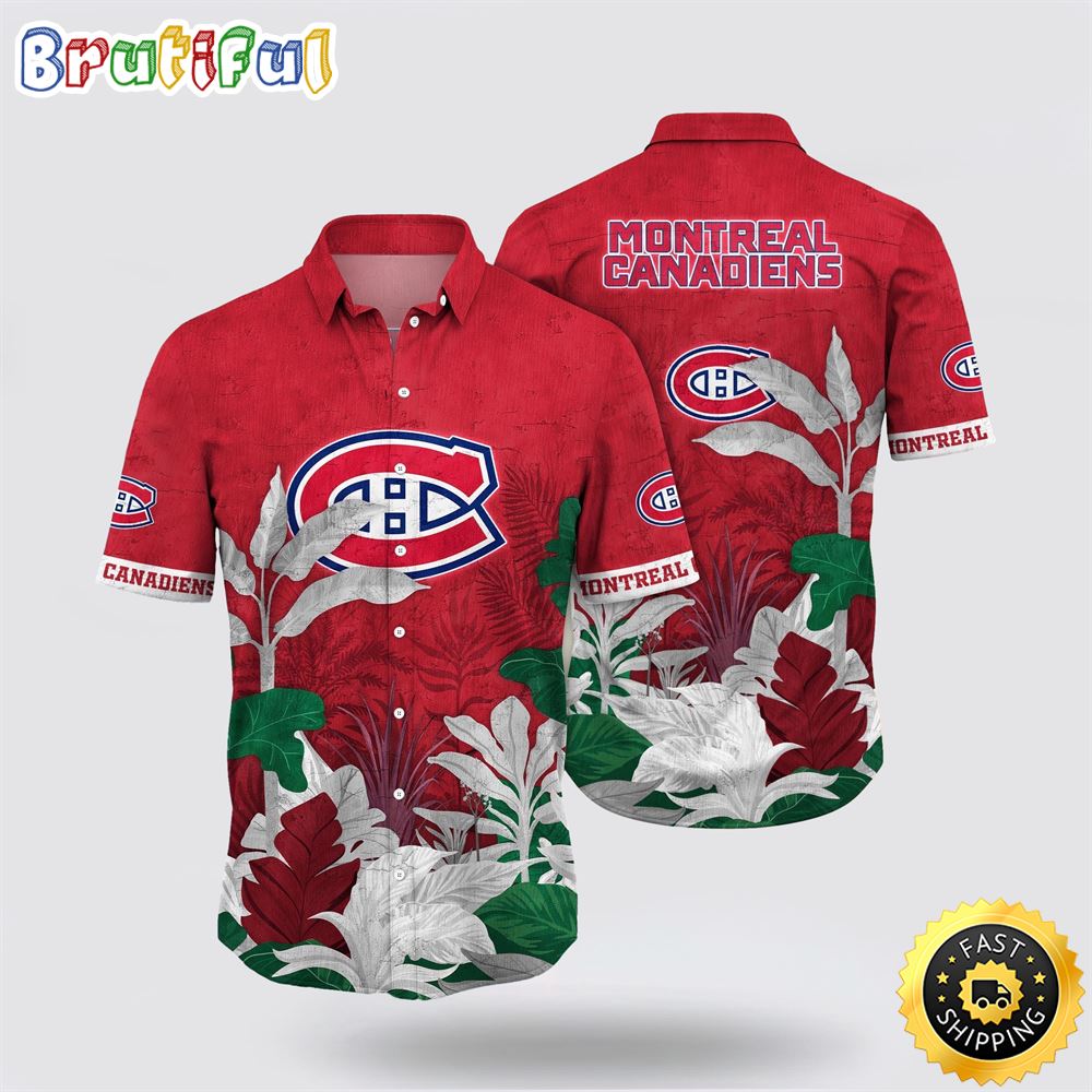 NHL Montreal Canadiens Hawaiian Shirt Tropical Forest Motifs Summer Hawaiian Shirt