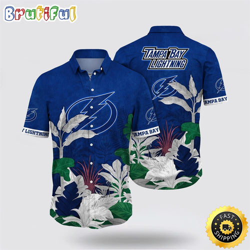 NHL Tampa Bay Lightning Hawaiian Shirt Tropical Forest Motifs Summer Hawaiian Shirt