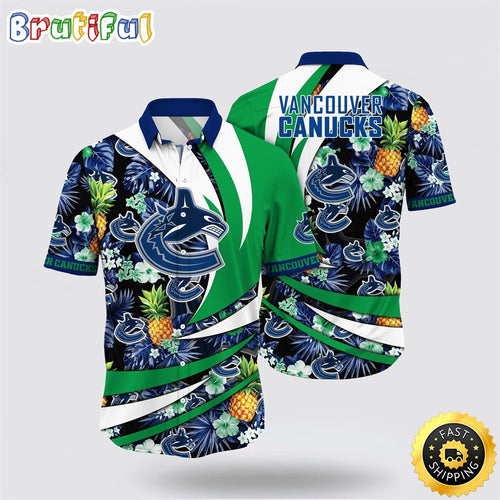 NHL Vancouver Canucks Hawaiian Shirt With Tropical Pineapple Summer Hawaiian Shirt