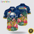 NHL Buffalo Sabres Hawaiian Shirt Tropical Parrot And Flamingo Motifs Summer Hawaiian Shirt