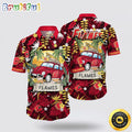 NHL Calgary Flames Hawaiian Shirt Tropical Forest Motif Car Traveling Summer Hawaiian Shirt